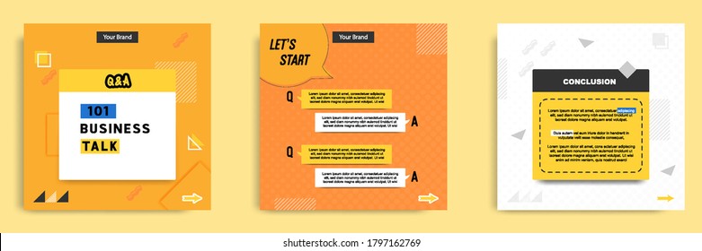 Social media tutorial, tips, trick, did you know post banner layout template with geometric background design element in yellow, black, white color combination