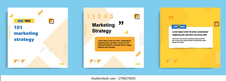 Social media tutorial, tips, trick, did you know post banner layout template with geometric background design element in yellow, black, white color combination