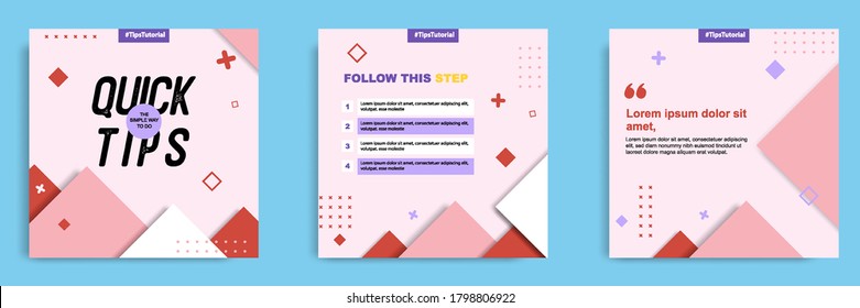 Social media tutorial, tips, trick, did you know post banner layout template with geometric background design element in red, black, white, blue color combination