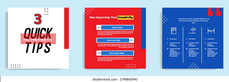 Social media tutorial, tips, trick, did you know post banner layout template with geometric background design element in red, black, white, blue color combination