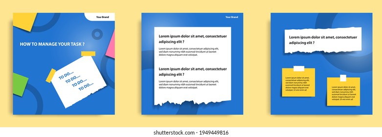 Social media tutorial, tips, trick, did you know post banner layout template with sticky paper note clips design element.