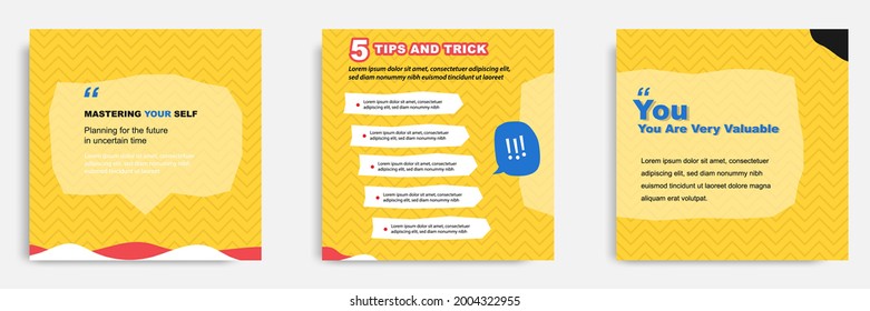 Social media tutorial, tips, trick, did you know post banner layout template with yellow color background and abstract and seamless pattern element. Vector design