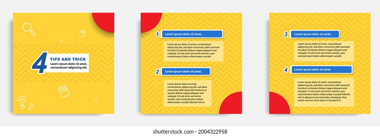Tutorial in sozialen Medien, Tipps, Trick, wussten Sie, post-Banner-Layout-Vorlage mit gelbem Hintergrund und abstrakte und nahtlose Muster Element. Vektordesign
