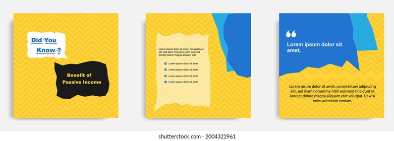 Social media tutorial, tips, trick, did you know post banner layout template with yellow color background and abstract and seamless pattern element. Vector design