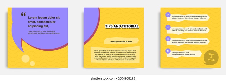 Social media tutorial, tips, trick, did you know post banner layout template with yellow color background and wave seamless pattern and abstract element. Vector design