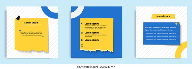 Social media tutorial, tips, trick, did you know post banner layout template with torn sticky paper note clips pin design element and seamless line pattern background. Vector illustration