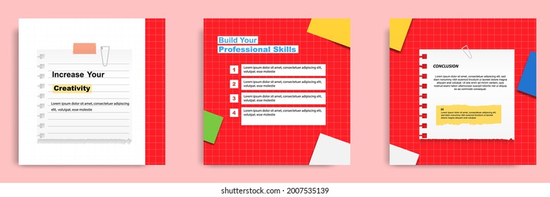 Social media tutorial, tips, trick, did you know post banner layout template with sticky paper note clips design element. Vector illustration