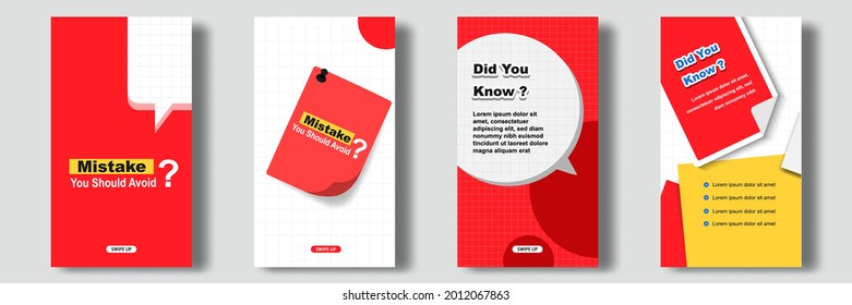 Social media tutorial, tips, trick, did you know post feed stories banner layout template with sticky note design element and abstract seamless line pattern background. Vector illustration