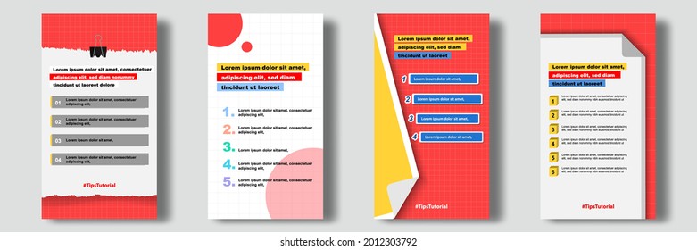 Social media tutorial, tips, trick, did you know post feed stories banner layout template with sticky note design element and abstract seamless line pattern background. Vector illustration