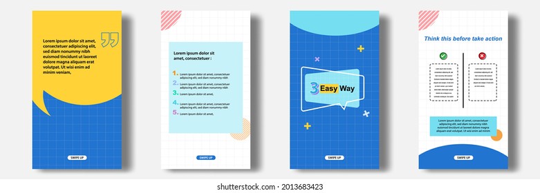 Social media tutorial  tips  trick  did you know post stories horizontal banner layout template and geometric background  memphis pattern design element in colorful color  Vector illustration
