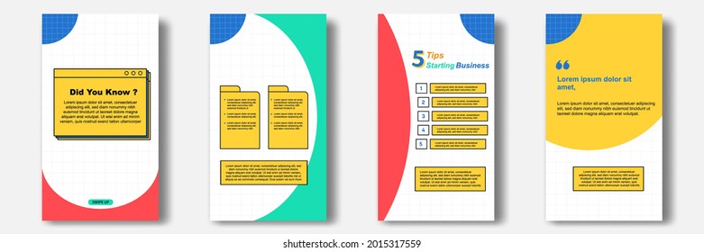 Tutorial in sozialen Medien, Tipps, Trick, wussten Sie Geschichten horizontale Bannerlayout-Vorlage mit geometrischen Mustern Hintergrund und Ordner-Bubble-Nachricht Design-Element in bunter lustiger Farbe.