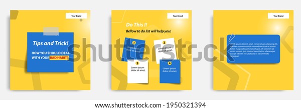 Social media tutorial, tips, trick, did you know\
post banner layout template with sticky paper note clips design\
element.