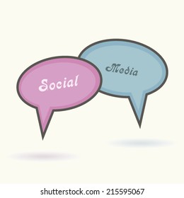 Social media two pink and blue speech bubble on yellow background poster