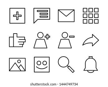 Social Media UI Icon Set Outline Style