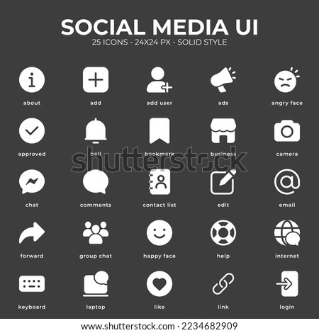 Social Media UI Icon With White Color