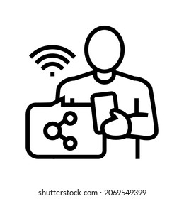 social media user line icon vector. social media user sign. isolated contour symbol black illustration