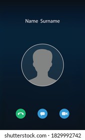 Social media user profile icon on video call screen background