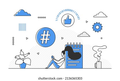 Social media users likes notification. Public audience reaction and account popularity vector monocolor illustration
