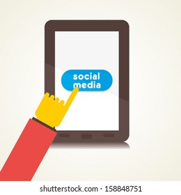 social media using on tablet vector