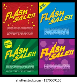 Social media vector background design template with comic style illustration