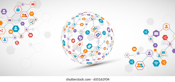 Social media vector background. Network concept. 