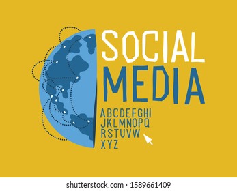 Social Media vector concept template. World map, points and lines composition, concept of global network. Vector Illustration