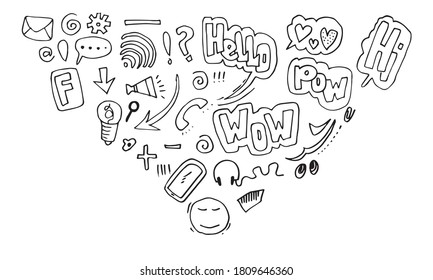 Dibujos vectoriales de medios sociales aislados en fondo blanco.ilustración vectorial.