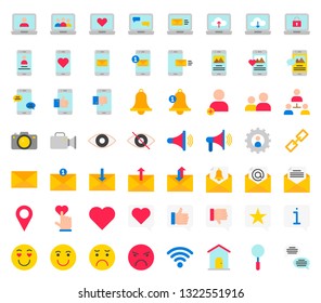 Social media vector icon set, flat design