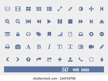 Social media vector icons set for multimedia, mobile and web