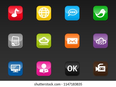 Social media vector icons for user interface design