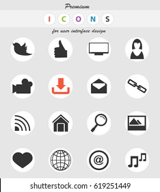 social media vector icons for user interface design