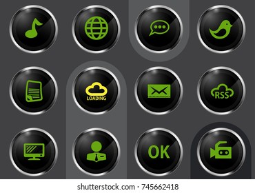 Social media vector icons for user interface design