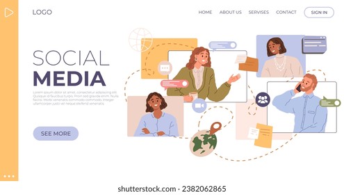 Social media. Vector illustration. Effective communication on social media platforms is vital for engagement Social media platforms provide space for individuals to connect and discuss Corporations