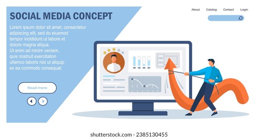 Social media. Vector illustration. Effective management social media accounts is essential for brand reputation Organizations utilize social media to build and maintain customer relationships