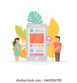 Social media. Vector illustration in flat style.