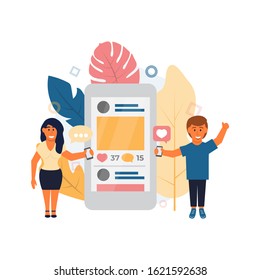 Social media. Vector illustration in flat style.