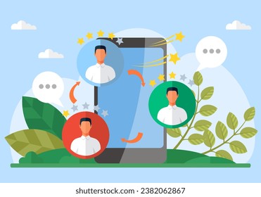 Social media. Vector illustration. Groups on social media platforms facilitate collaboration and knowledge sharing Effective communication is key to building strong social media presence