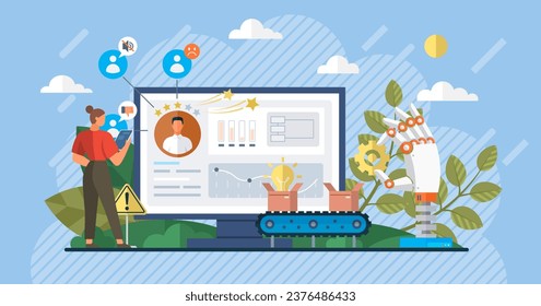 Medios sociales. Ilustración vectorial. La conectividad a nivel mundial de las plataformas de medios sociales une brechas geográficas La mensajería en las plataformas de medios sociales facilita una rápida difusión de la información