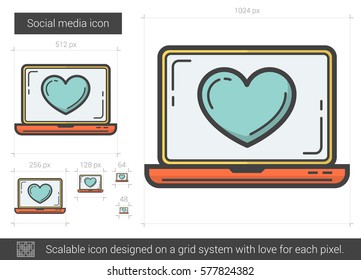 Social media vector line icon isolated on white background. Social media line icon for infographic, website or app. Scalable icon designed on a grid system.