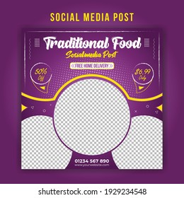 Social media vector post and banner design for restaurant, takeaway, cafe business and promotion, food social media post