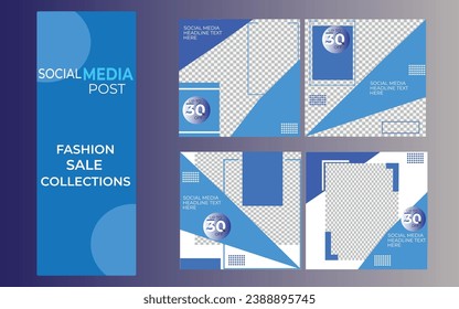 Social media vector post design work in blue color shade