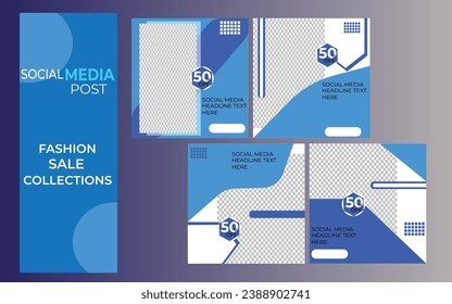social media vector post design work in blue shade