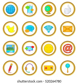 Social media vector set in cartoon style isolated on white background