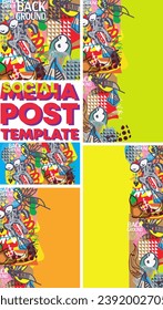 Social media vector template with graffiti style