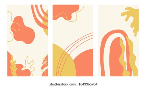 Social media vector template in pastel tones. Boho style cover perfect for Instagram stories, banners, cards, posters. Hand drawn concept artistic composition. 