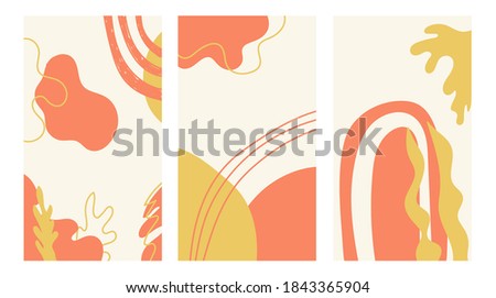 Social media vector template in pastel tones. Boho style cover perfect for Instagram stories, banners, cards, posters. Hand drawn concept artistic composition. 