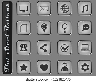 social media vector web icons on the flat steel buttons