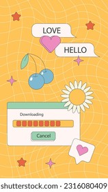 Social media vertical banners templates in old school nostalgic design with computer interface elements. Retro 80s 90s aesthetic backgrounds. Set of vintage ig stories in vaporwave Y2K style. Vector.