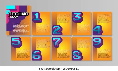 social media vertical template digital number for technology