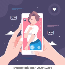 social media video content concept illustration background